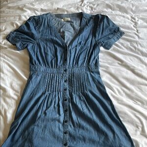 Madewell Blue Smocked Midi Dress